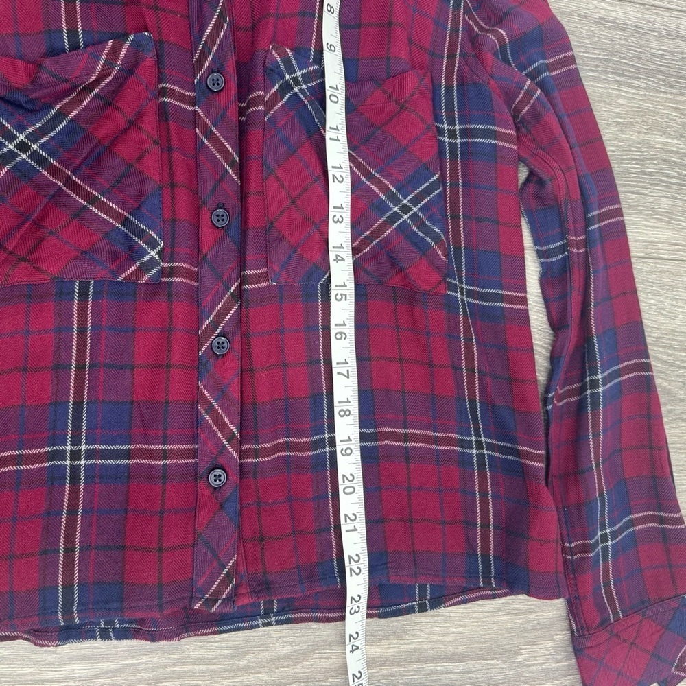 Rails Hunter Plaid Button Front Shirt Blue Burgundy Soft Rayon Size S - Picture 7 of 8